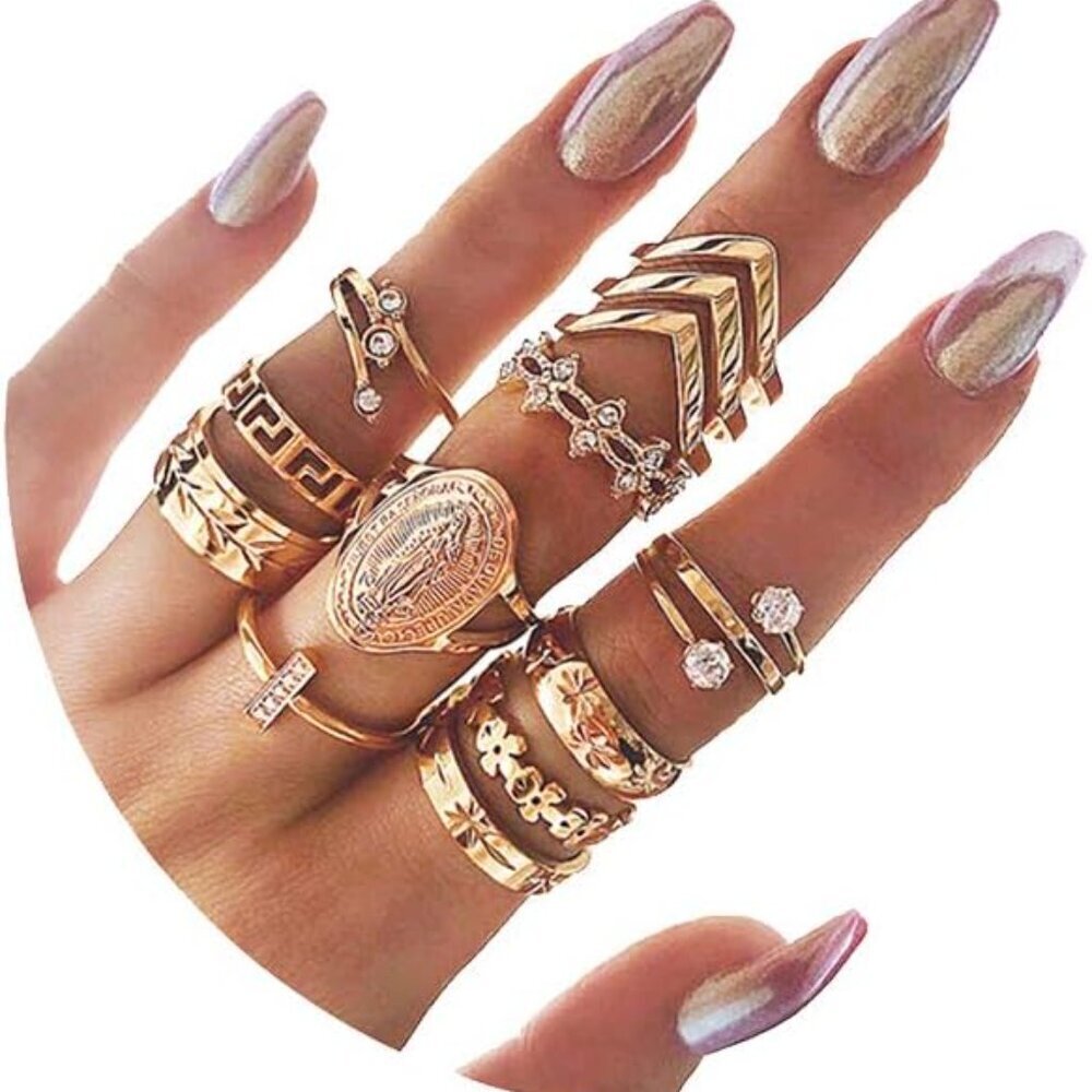 Gold Finger Rings for Women,Gold Knuckle Rings Set for Women Boho Vintage Finger